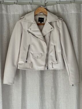 Truth Faux Leather Off White Bikers Jacket